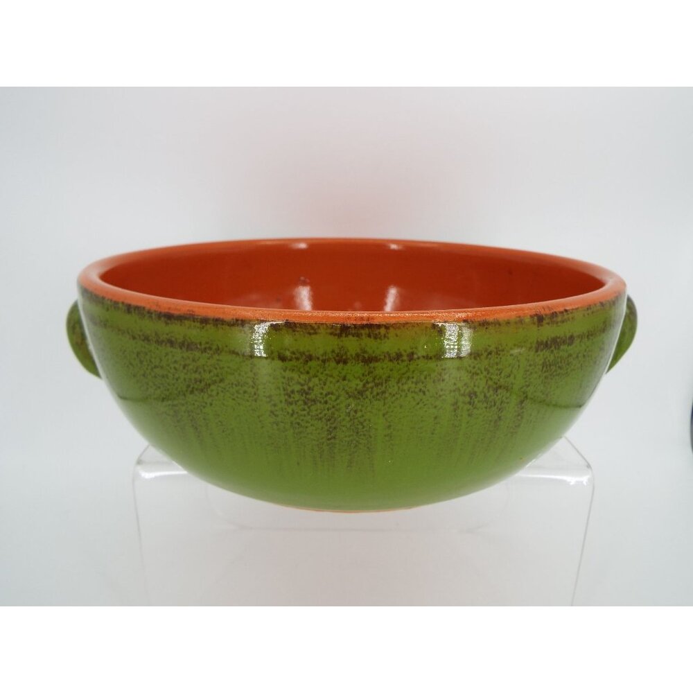 De Silva Terracotta Pottery Green Glazed Serving Bowl 9.5" Made in Italy